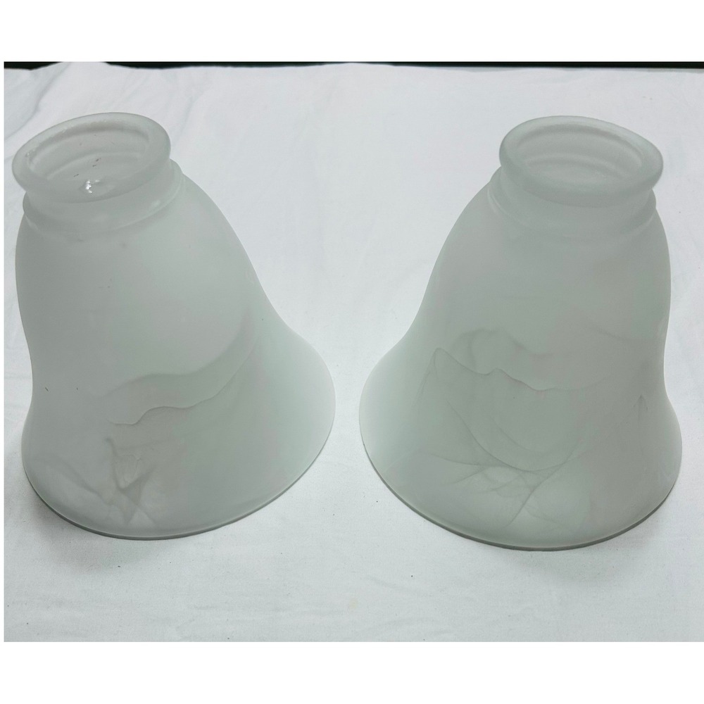 Unbranded Glass Light Shade Set of 2 White Good Frosted Alabaster Bell Swirl